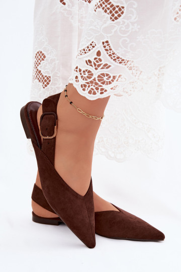 Women's ballerinas with buckles in dark brown color Tanelia