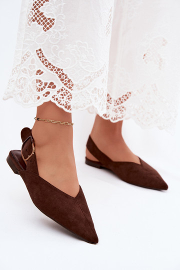 Women's ballerinas with buckles in dark brown color Tanelia 2