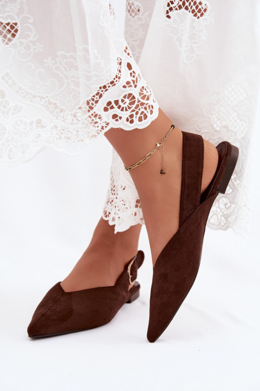 Women's ballerinas with buckles in dark brown color Tanelia