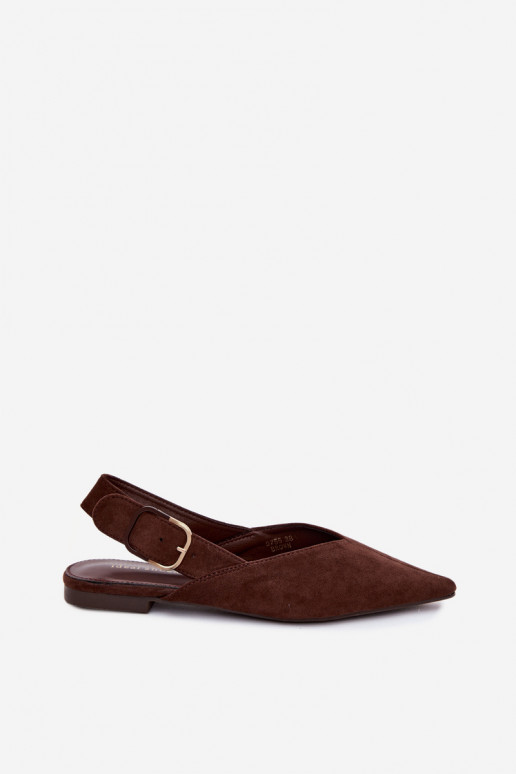Women's ballerinas with buckles in dark brown color Tanelia