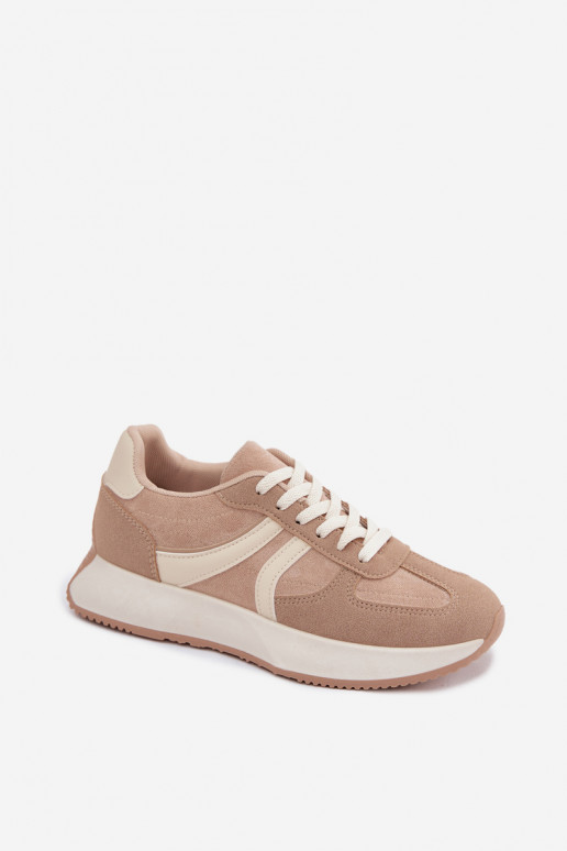 Damskie sneakersy na platformie w kolorze piaskowym Laurelia