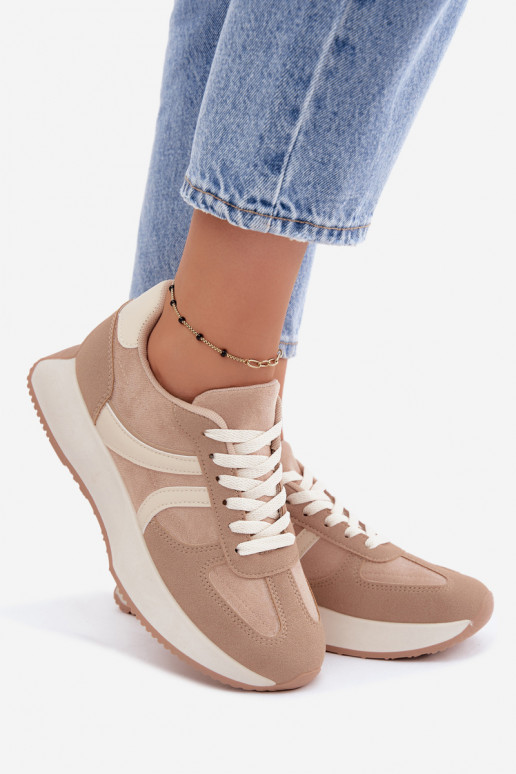 Damskie sneakersy na platformie w kolorze piaskowym Laurelia