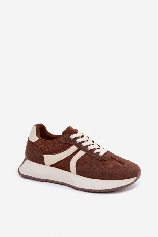 Damskie sneakersy na platformie w kolorze brązowym Laurelia