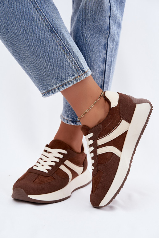 Women's sneakers with platform in brown color Laurelia