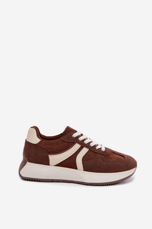 Damskie sneakersy na platformie w kolorze brązowym Laurelia