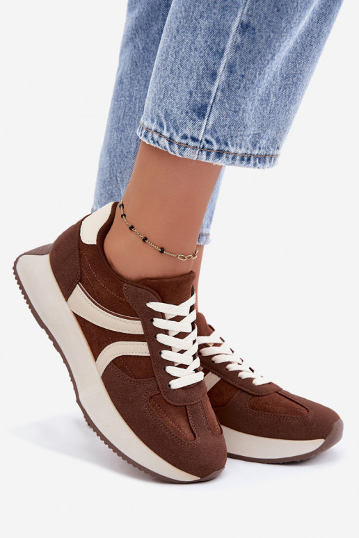 Women's sneakers with platform in brown color Laurelia