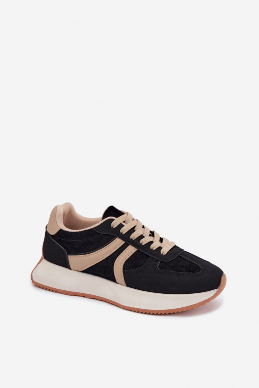 Damskie sneakersy na platformie w kolorze czarnym Laurelia