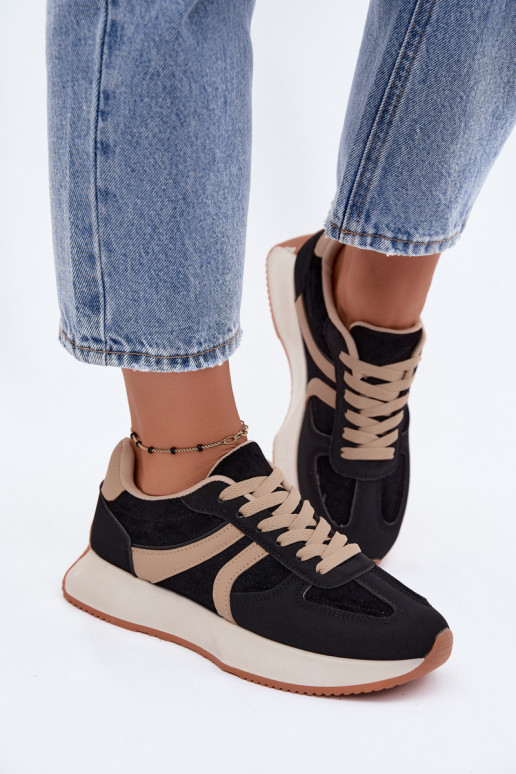 Damskie sneakersy na platformie w kolorze czarnym Laurelia