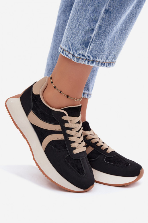 Damskie sneakersy na platformie w kolorze czarnym Laurelia