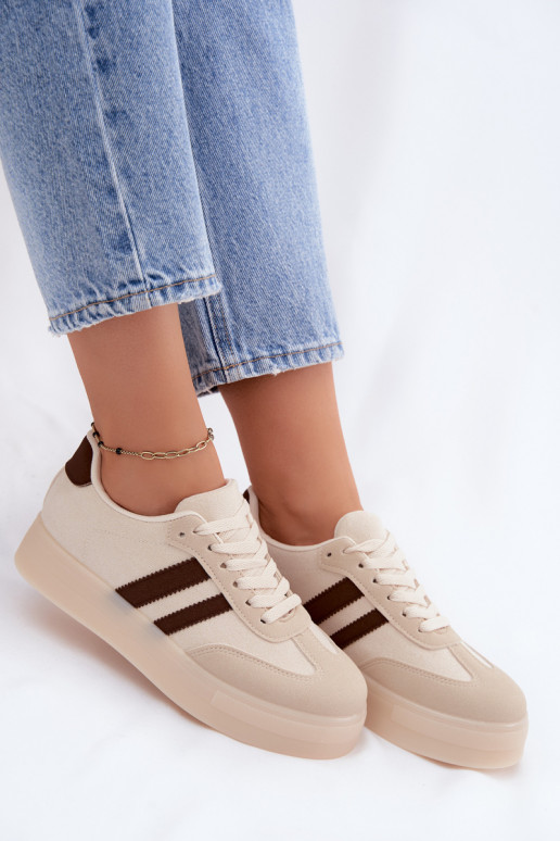 Beżowe sneakersy na platformie Giselia
