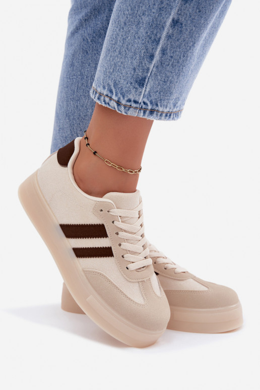 Beżowe sneakersy na platformie Giselia