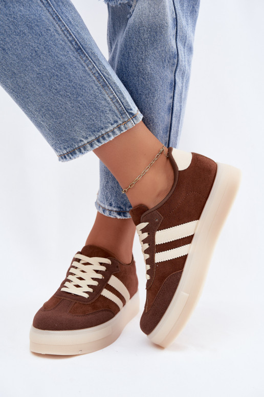 Brązowe sneakersy na platformie Giselia