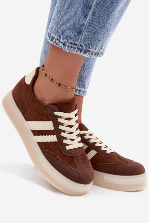 Brązowe sneakersy na platformie Giselia