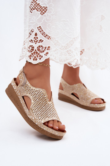 Golden cut-out platform sandals Tai turiciejka L4494-25 2