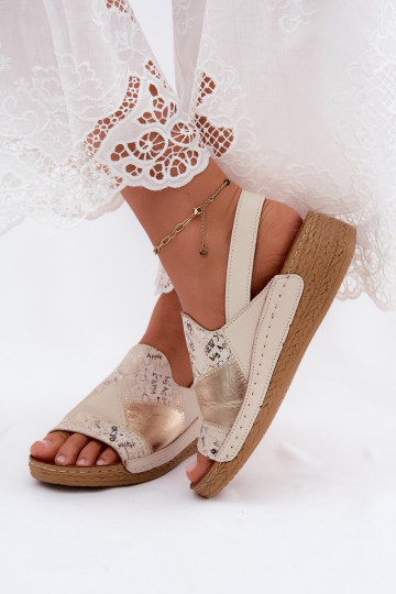 Beige platform sandals Su Braid Tai turiciejka L7067-04 2