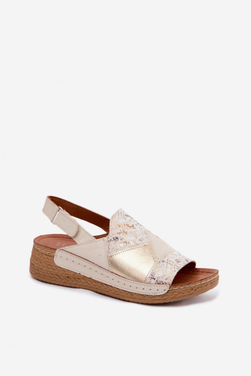 Beige platform sandals Su Braid Tai turiciejka L7067-04