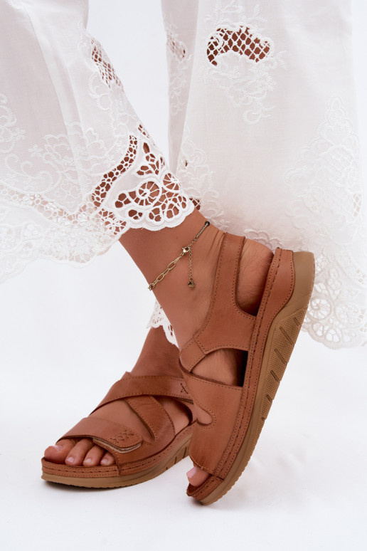 Brown platform sandals Tai turiciejka L4496-29