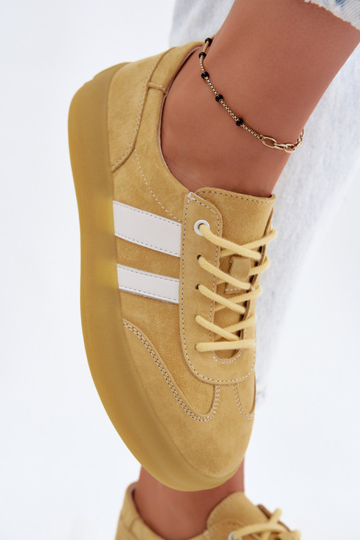 Yellow suede platform sneakers Artelle