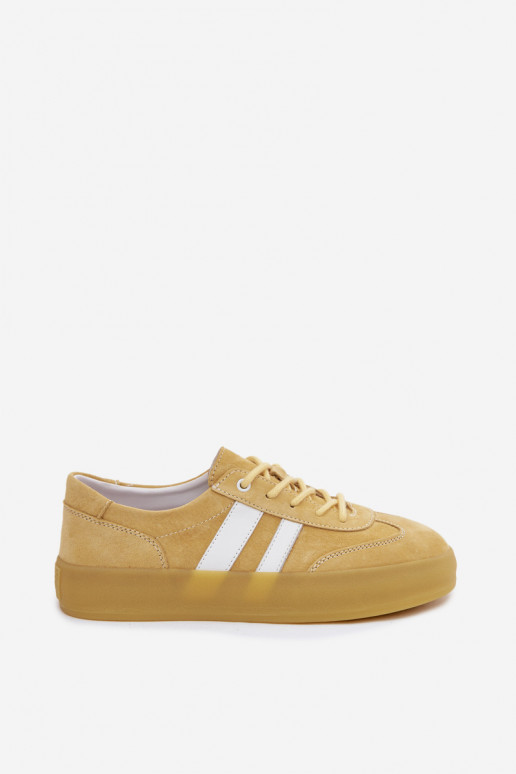 Żółte sneakersy z zamszu na platformie Artelle