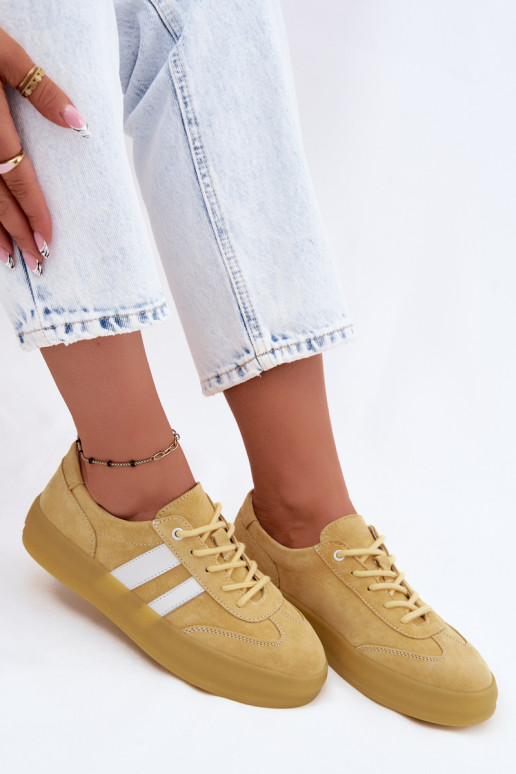 Yellow suede platform sneakers Artelle