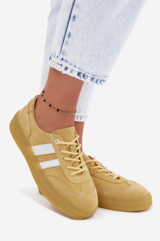Yellow suede platform sneakers Artelle