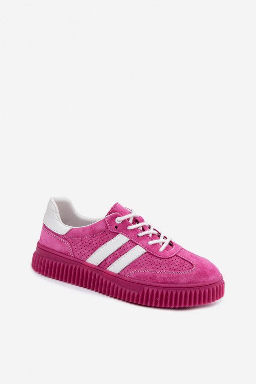 Różowe sneakersy z zamszu na platformie Artelle