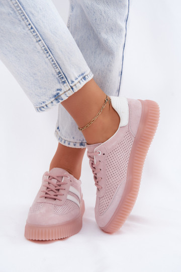 Różowe sneakersy z zamszu na platformie Artelle 2