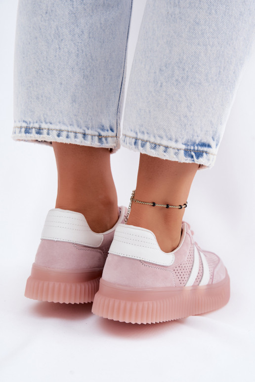 Pink suede platform sneakers Artelle