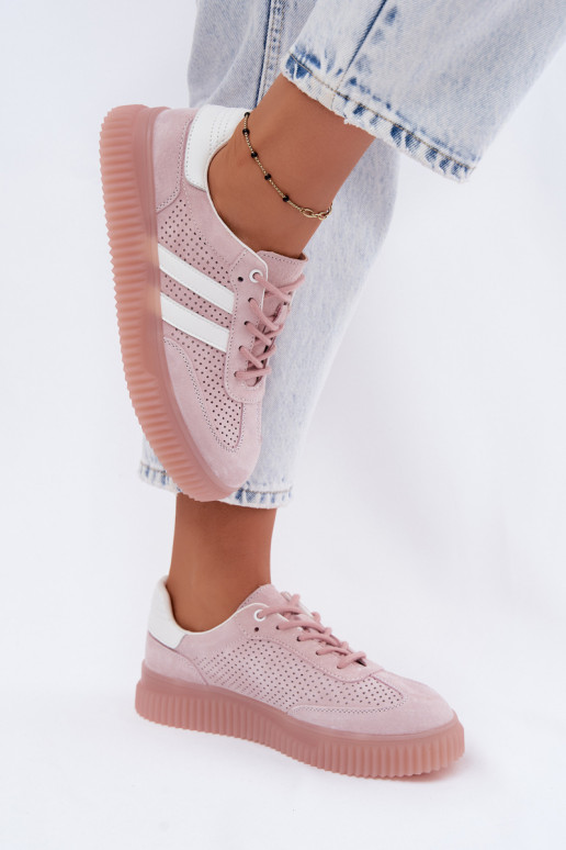 Pink suede platform sneakers Artelle