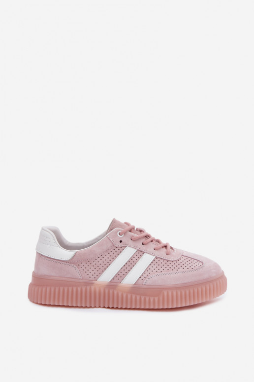 Różowe sneakersy z zamszu na platformie Artelle