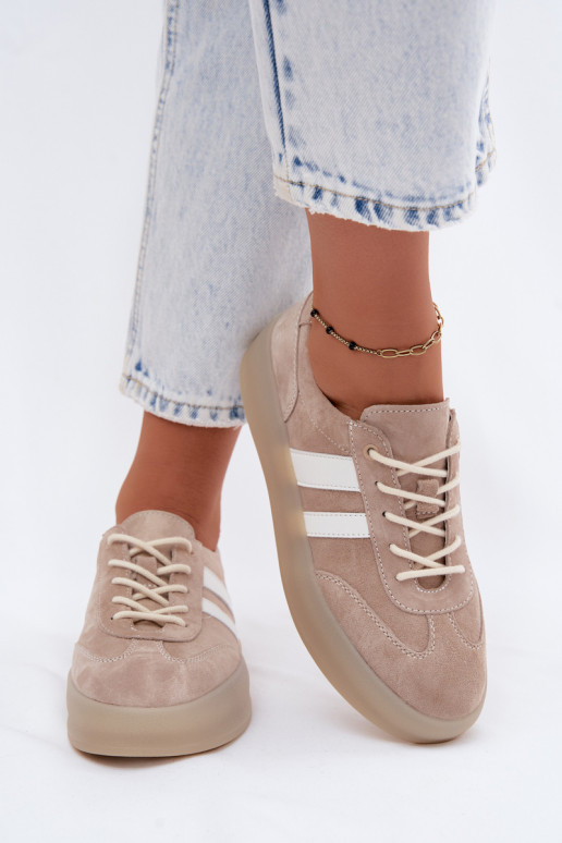 Beige faux suede platform sneakers Coralia