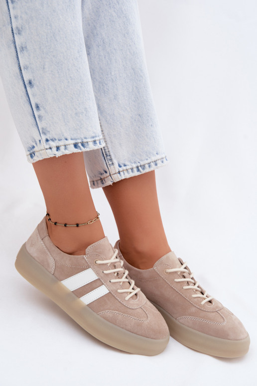 Beige faux suede platform sneakers Coralia