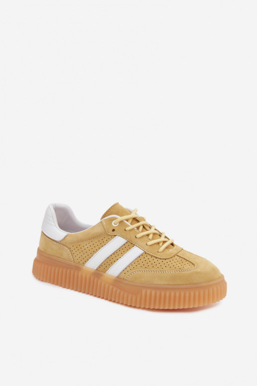 Żółte sneakersy z sztucznego zamszu na platformie Coralia