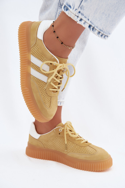 Yellow faux suede platform sneakers Coralia