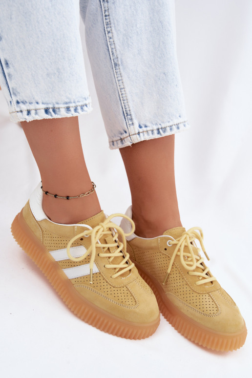Yellow faux suede platform sneakers Coralia