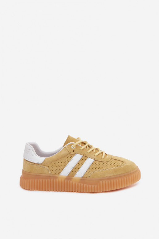 Żółte sneakersy z sztucznego zamszu na platformie Coralia
