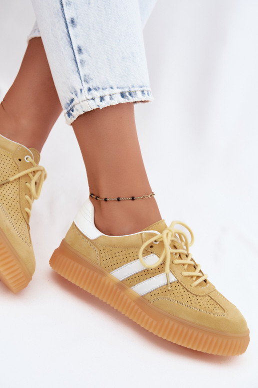 Yellow faux suede platform sneakers Coralia
