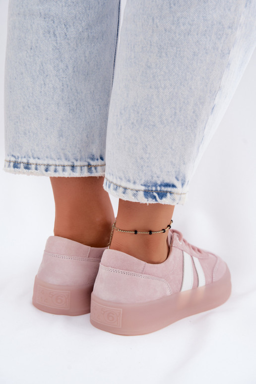 Pink faux suede platform sneakers Coralia