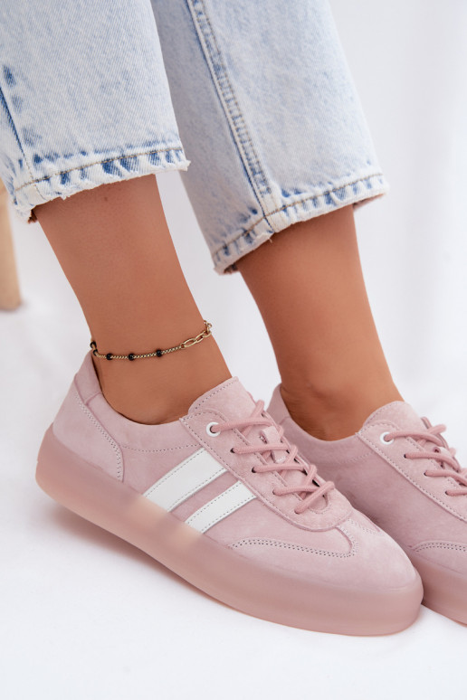 Pink faux suede platform sneakers Coralia