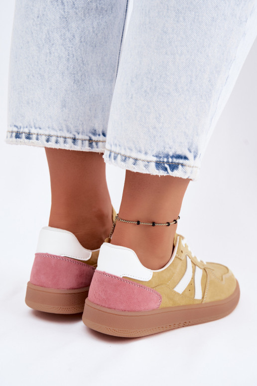 Żółte sneakersy z zamszu na platformie Coressa