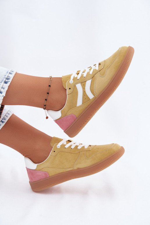 Żółte sneakersy z zamszu na platformie Coressa