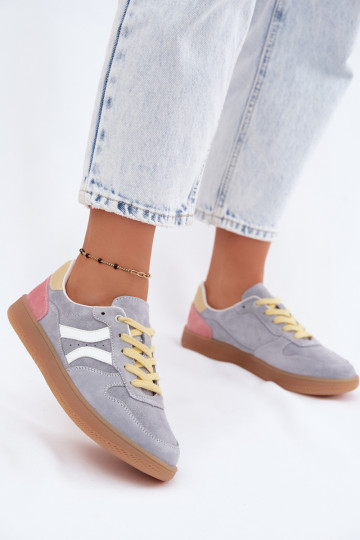 Niebieskie sneakersy z zamszu na platformie Coressa