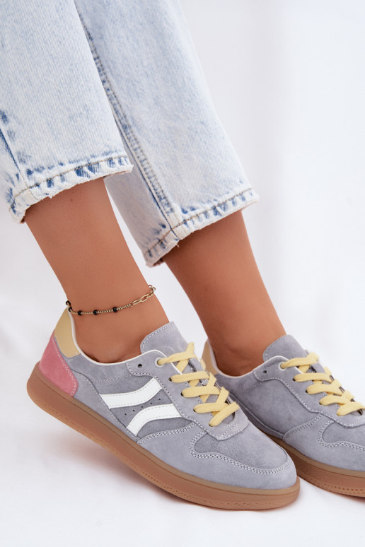 Niebieskie sneakersy z zamszu na platformie Coressa