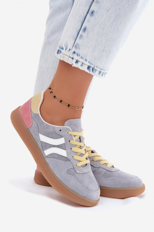 Niebieskie sneakersy z zamszu na platformie Coressa