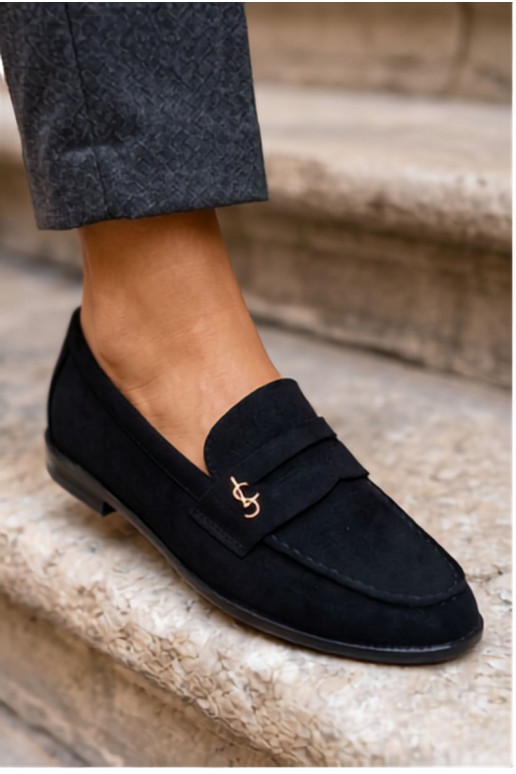 Black faux suede women's moccasins Prestelle