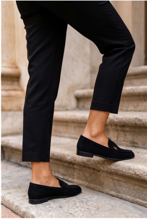 Black faux suede women's moccasins Prestelle