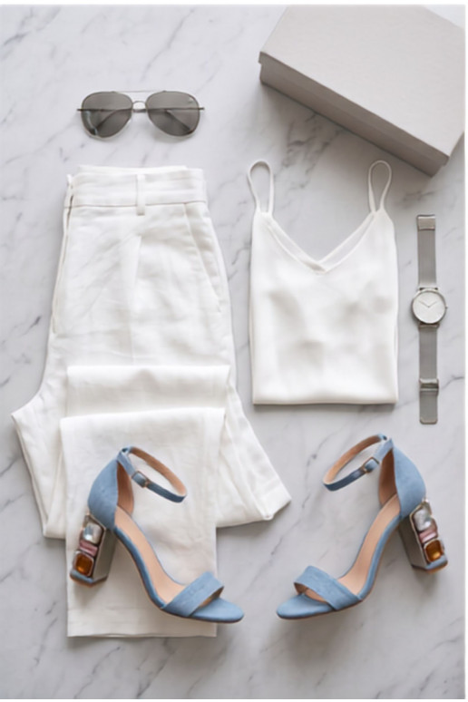 Women's high-heeled sandals with sparkling studs made of denim Cloudie