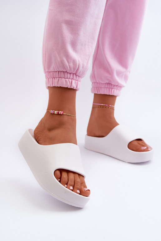 White women's lightweight platform slippers Airaplea