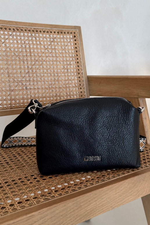 Black small handbag with decorated handles Big Star OO574091