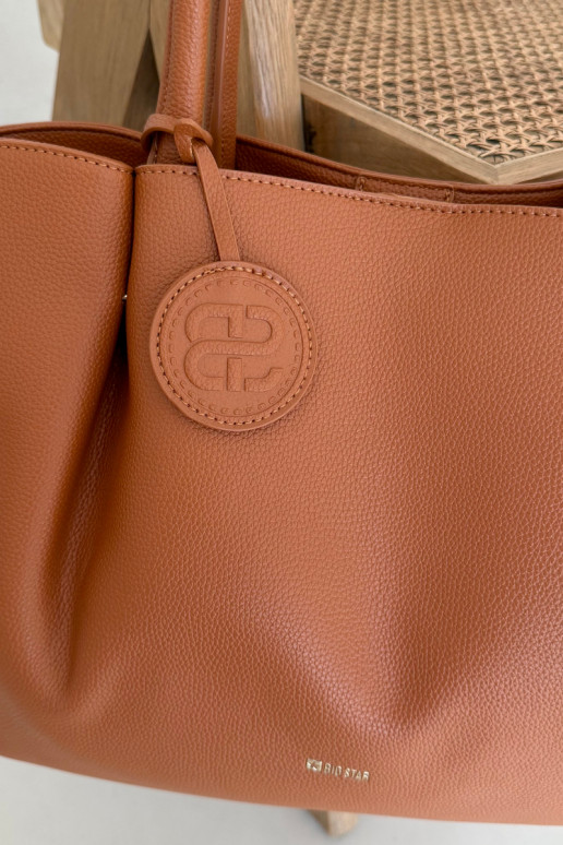 Brown large women's handbag Big Star SS574006